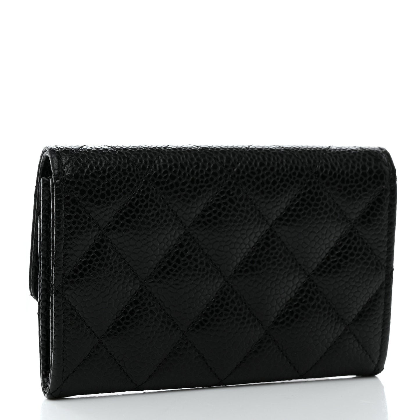 Caviar Quilted Flap Card Holder Black