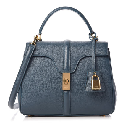Celine Grained Calfskin Small 16 Top Handle Bag Petrol 1 of 10