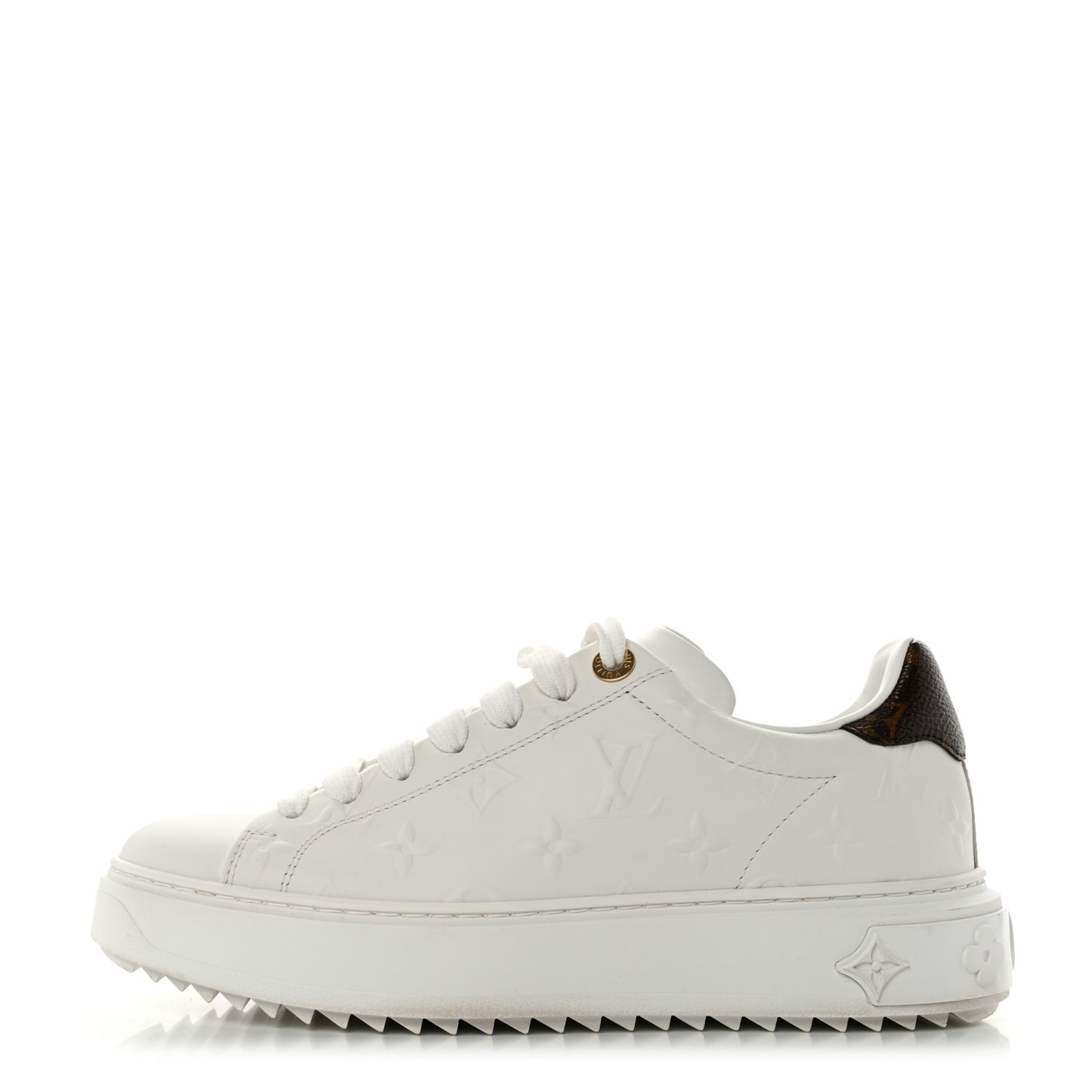 Lambskin Embossed Monogram Time Out Sneakers 36.5 White