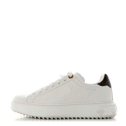 Louis Vuitton Lambskin Embossed Monogram Time Out Sneakers 36.5 White 1 of 8