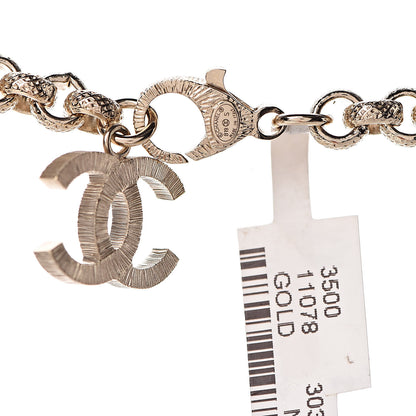 Chanel Metal Crystal Cha-Nel Logo Necklace Gold 4 of 6