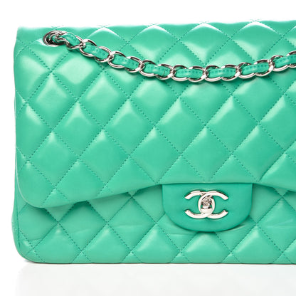Chanel Lambskin Quilted Jumbo Double Flap Green 9 of 13