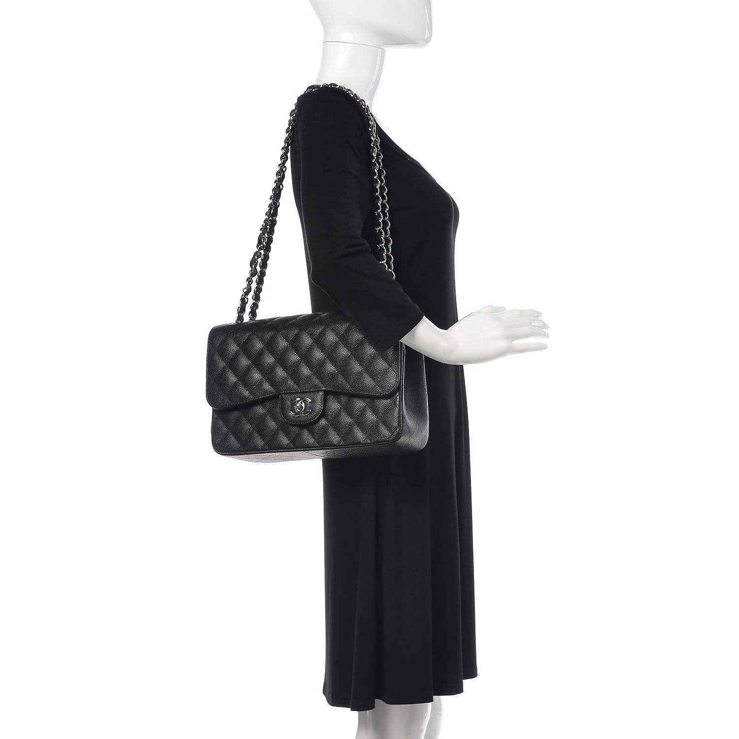 Chanel Caviar Quilted Jumbo Double Flap Black 2 of 11