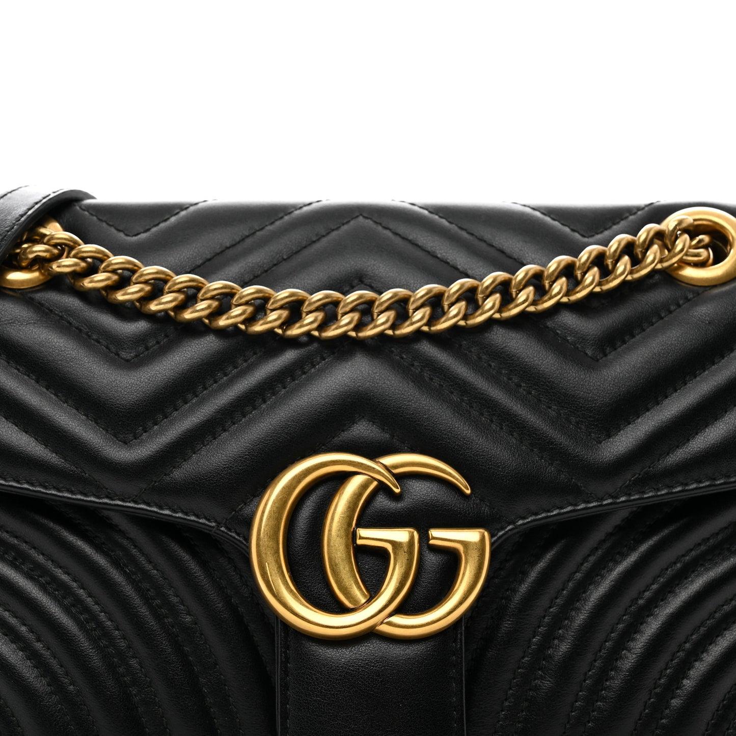 Calfskin Matelasse Small GG Marmont Shoulder Bag Black