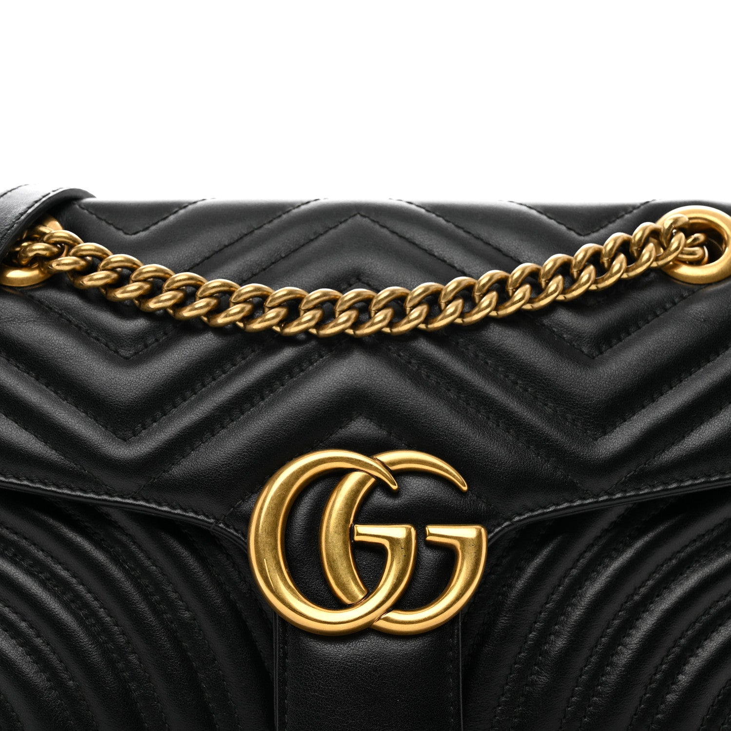 Gucci Calfskin Matelasse Small GG Marmont Shoulder Bag Black 8 of 10