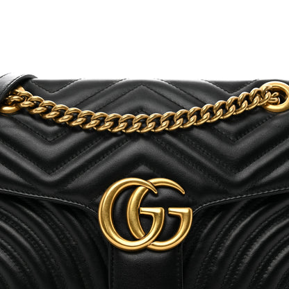 Gucci Calfskin Matelasse Small GG Marmont Shoulder Bag Black 8 of 10