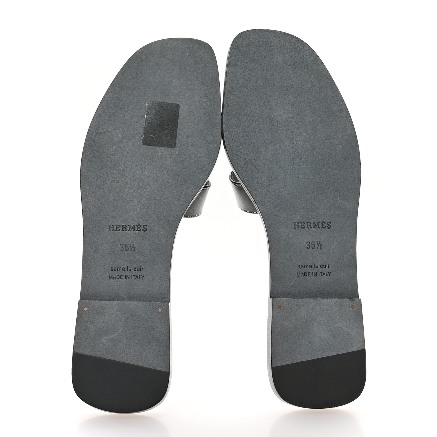 Hermes Box Calfskin Oran Sandals 36.5 Black 6 of 8