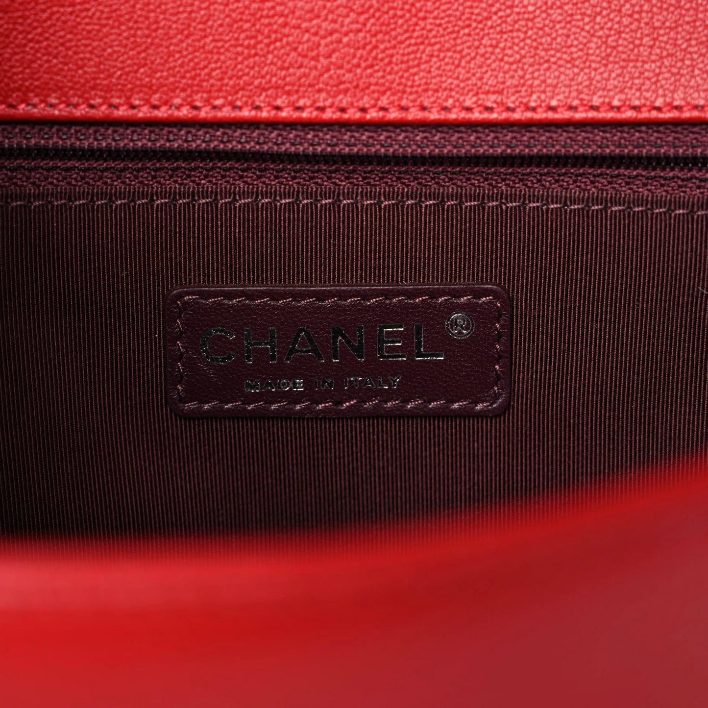 Patent Goatskin Quilted New Medium Boy Flap Red