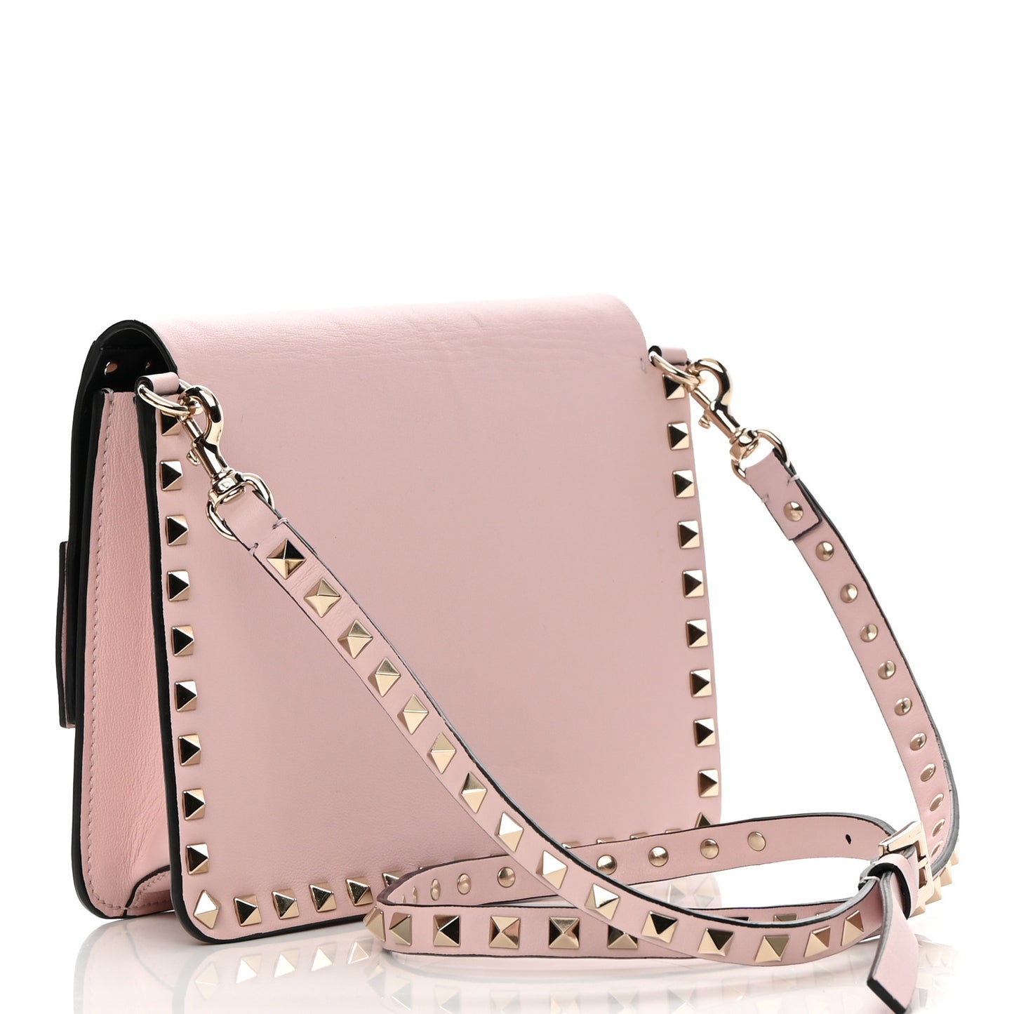 Vitello Rockstud Side Slip Crossbody Pink