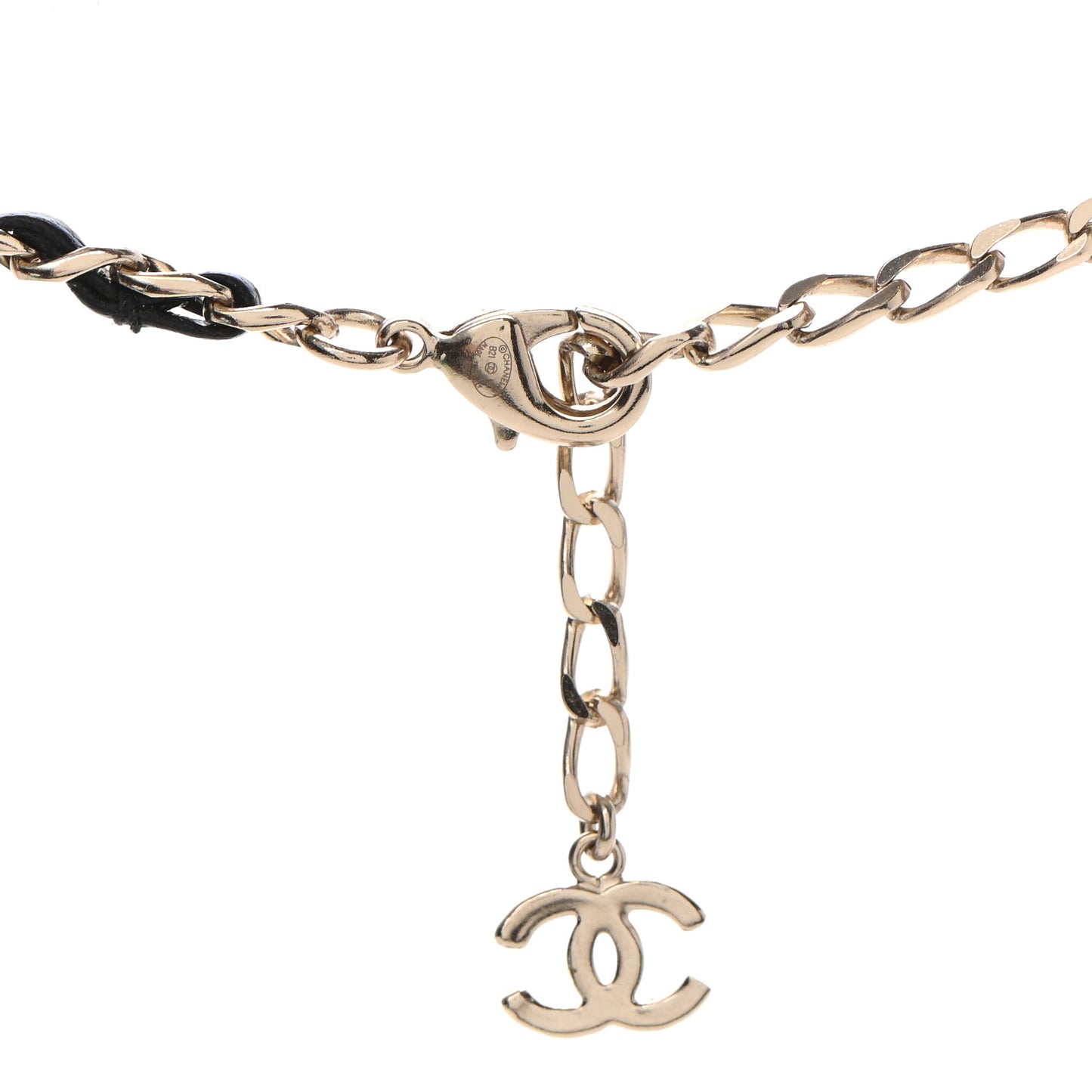Metal Lambskin Crystal Sergeant Chanel Choker Necklace Black Gold