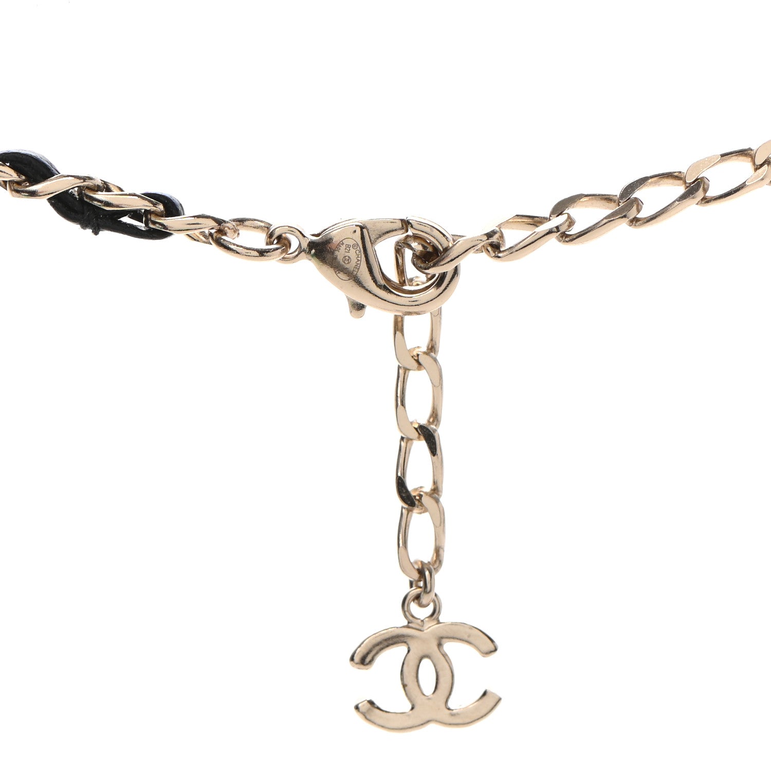 Chanel Metal Lambskin Crystal Sergeant Chanel Choker Necklace Black Gold 4 of 5
