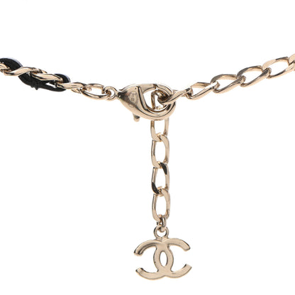 Chanel Metal Lambskin Crystal Sergeant Chanel Choker Necklace Black Gold 4 of 5