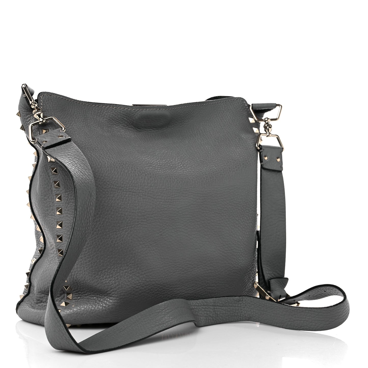 Pebbled Calfskin Small Rockstud Flip-Lock Messenger Bag Pebble
