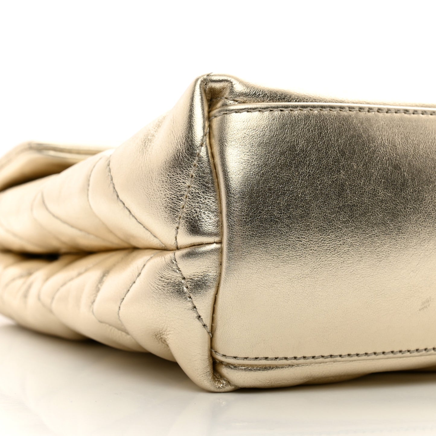 Metallic Lambskin Quilted Sade Puffer Envelope Clutch Platino