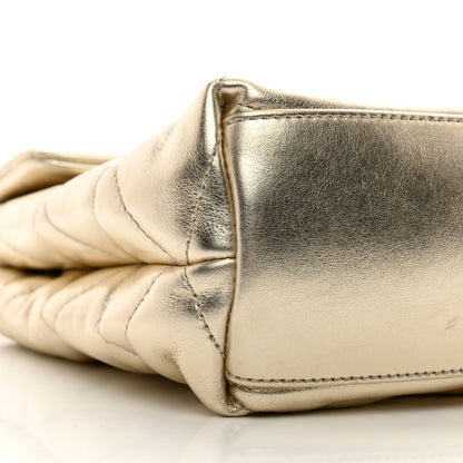 Saint Laurent Metallic Lambskin Quilted Sade Puffer Envelope Clutch Platino 7 of 8
