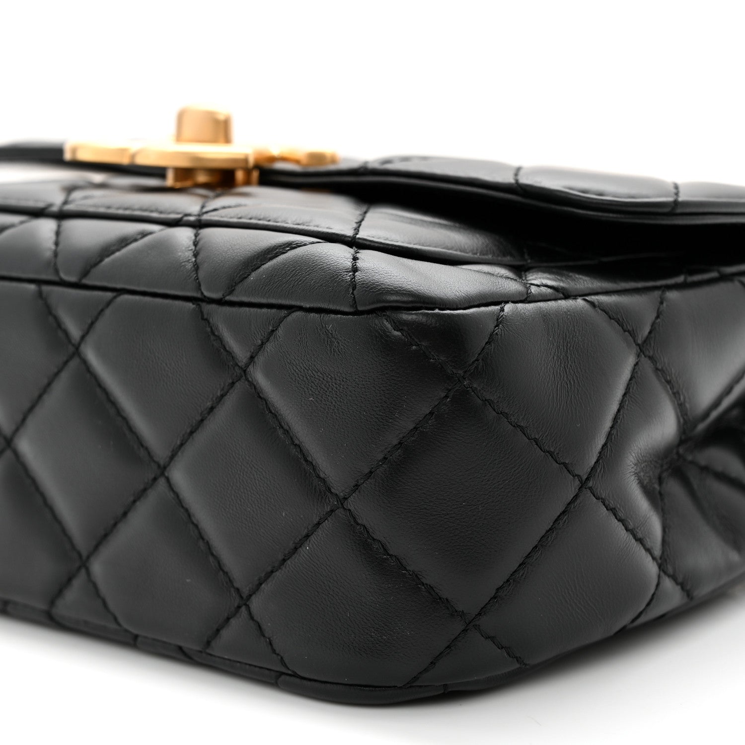 Chanel Shiny Lambskin Quilted Small Maxi CC Flap Black 10 of 10