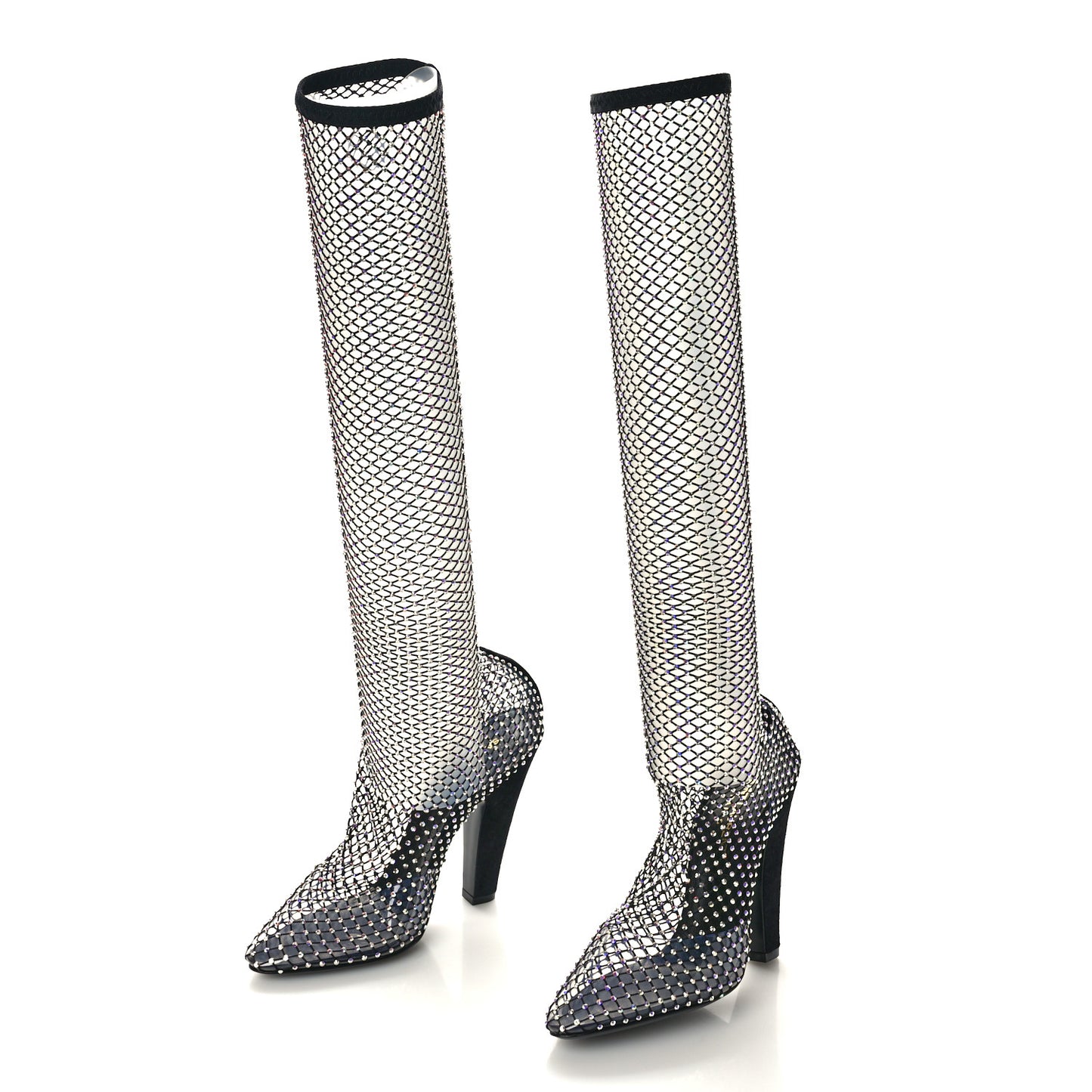 Mesh Crystal Koller 100 Knee High Boots 37 Black