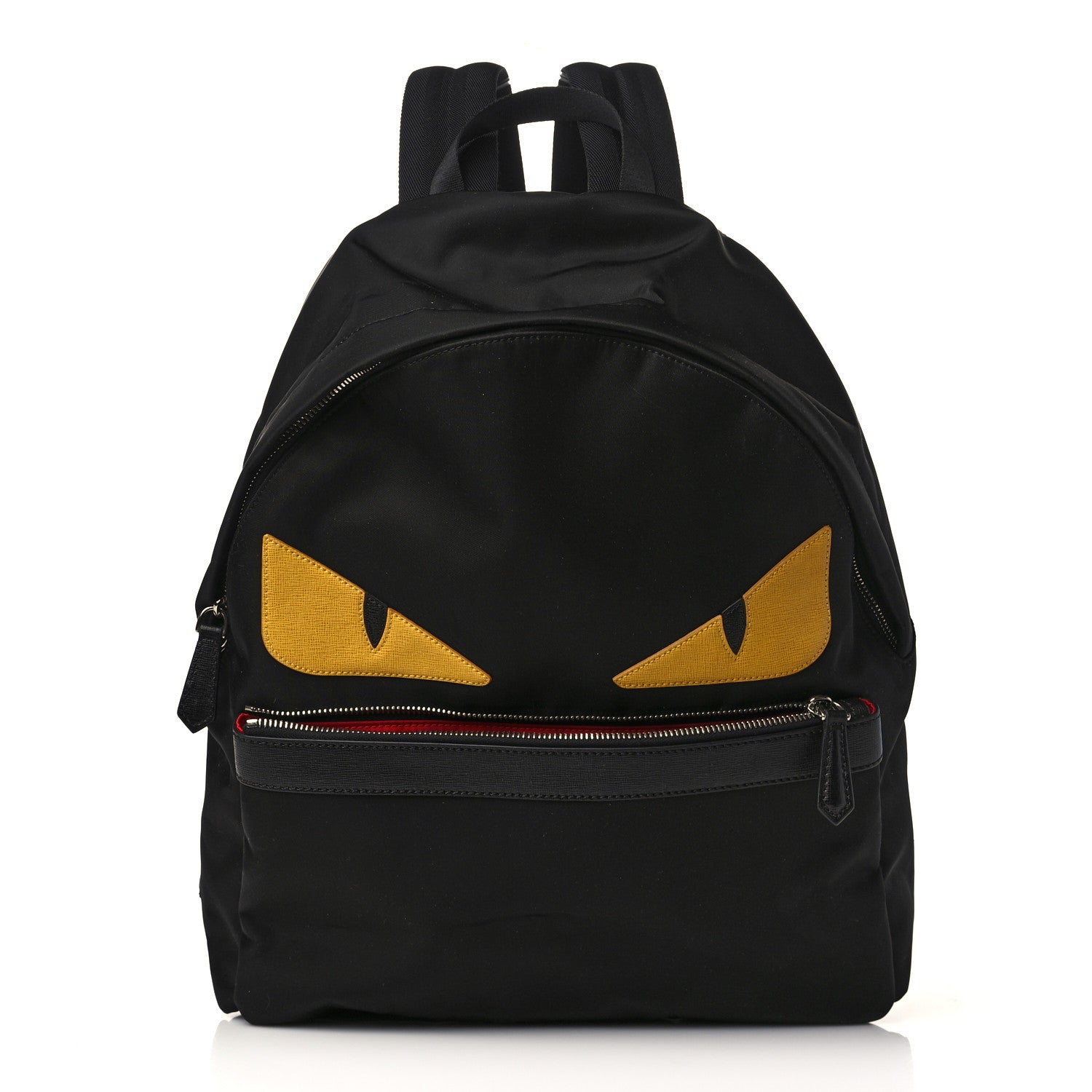 Fendi Nylon Vitello Elite Monster Eyes Rounded Backpack Black Yellow 1 of 9