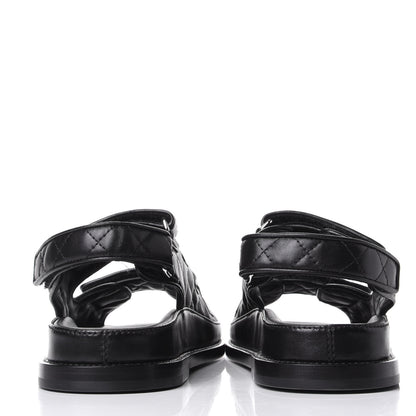 Chanel Lambskin Velcro Dad Sandals 37.5 Black 6 of 11