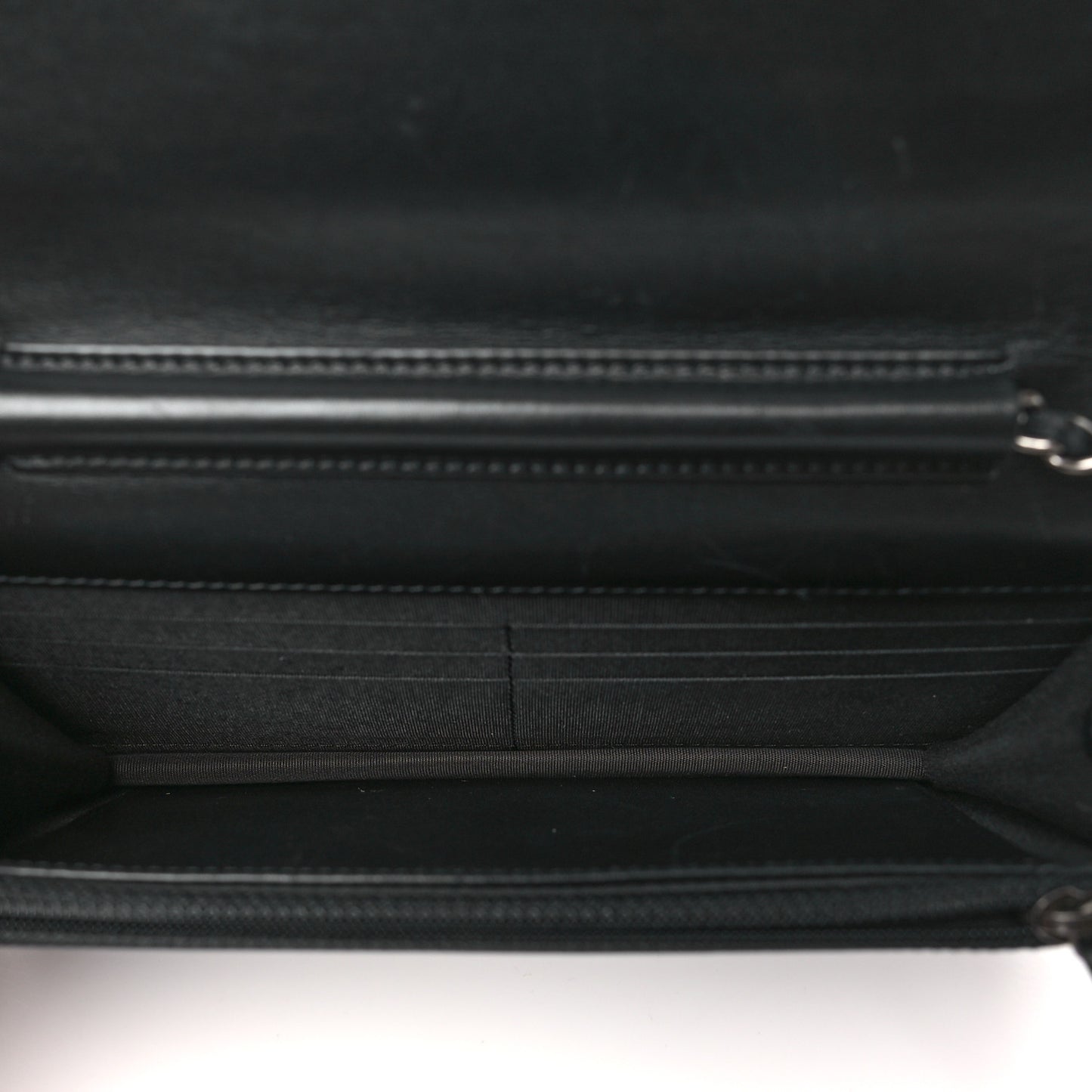 Calfskin Chain 20s Signe Wallet on Chain WOC Black