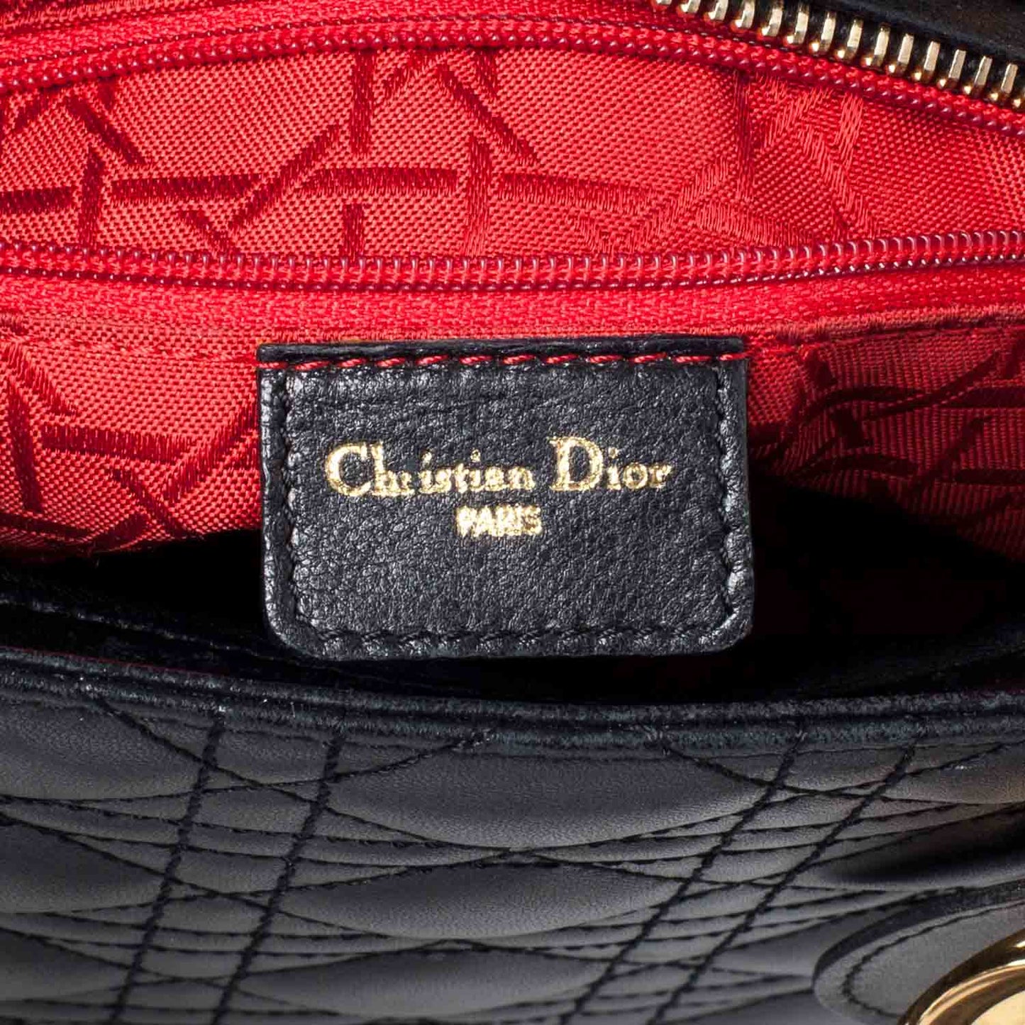 Lambskin Cannage Medium Lady Dior Black