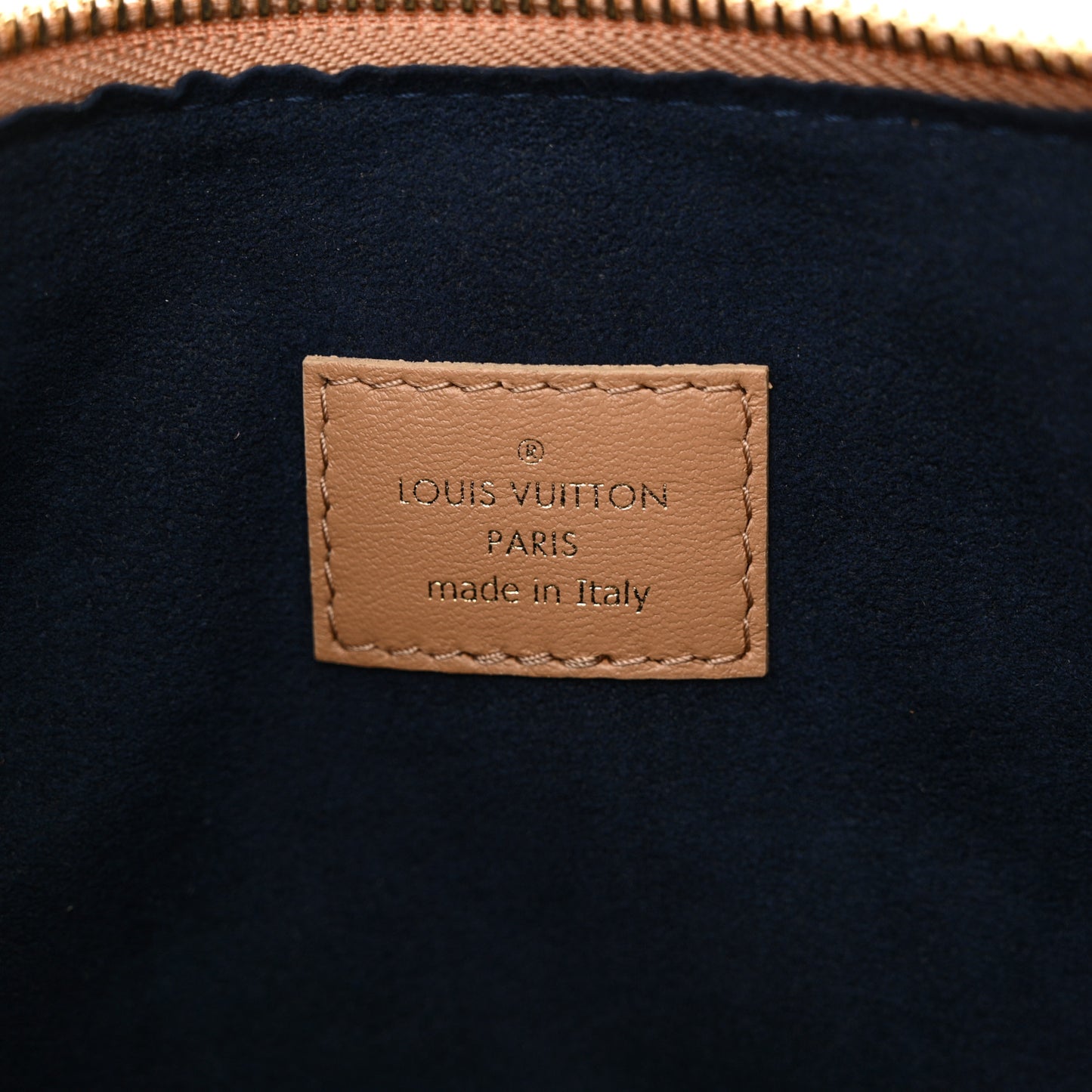 Lambskin Embossed Monogram Coussin PM Camel