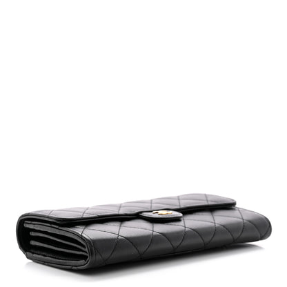 Chanel Lambskin Quilted Large Gusset Flap Wallet Black 4 of 9
