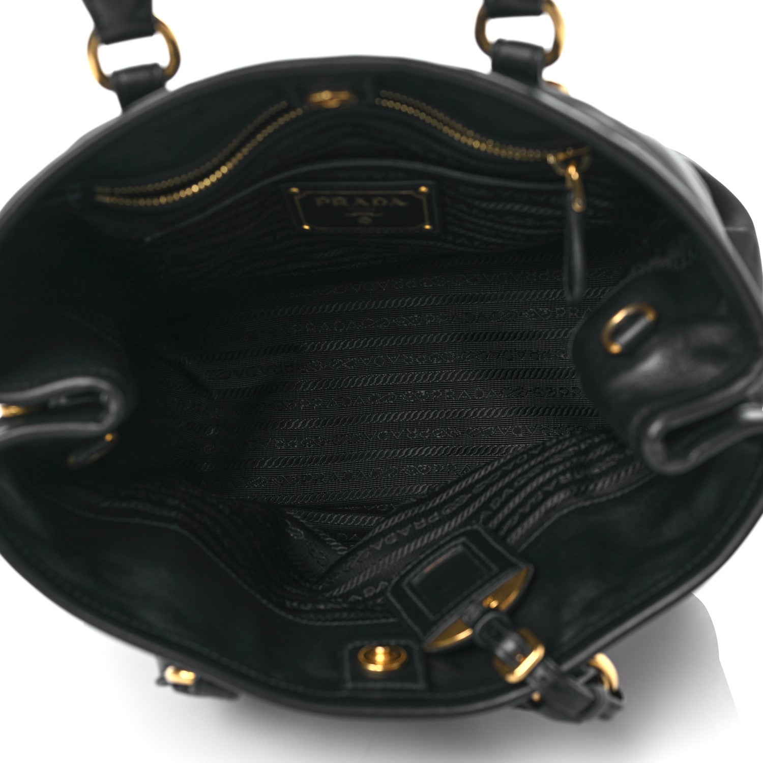 Prada Tessuto Nylon Vitello Daino Tote Black 5 of 10