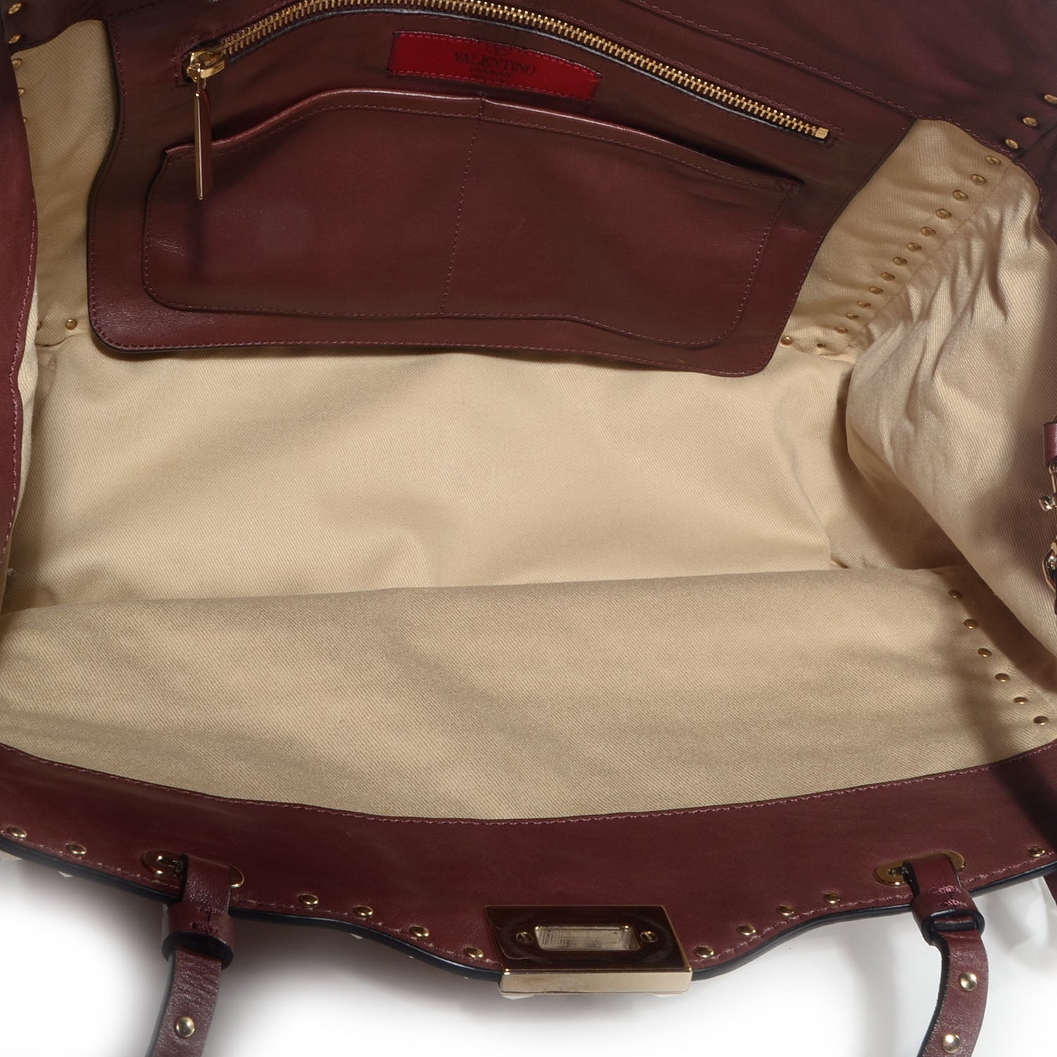 Valentino Garavani Vitello Medium Rockstud All Over Tote Brun 6 of 9