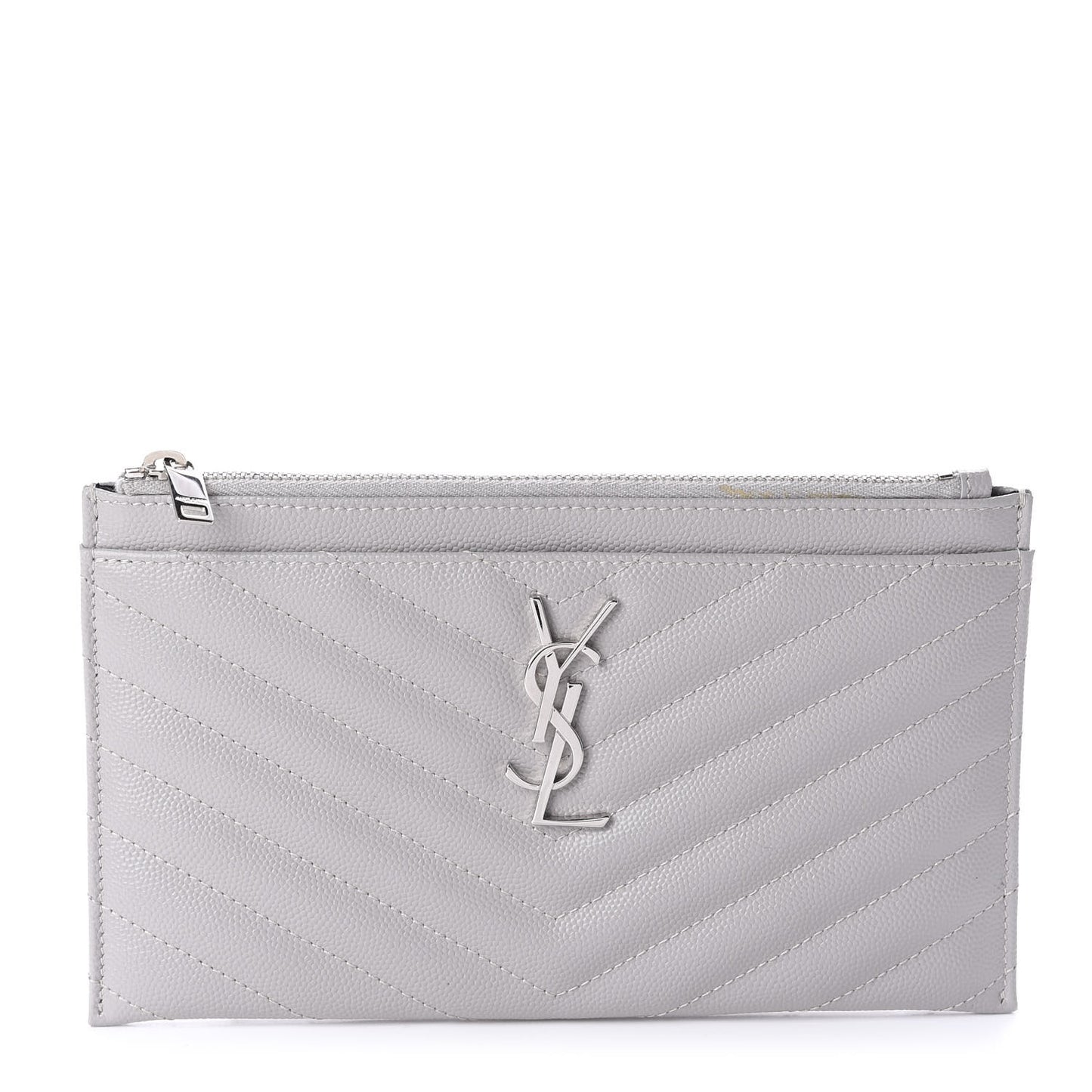 Grain De Poudre Chevron Monogram Bill Pouch Granite