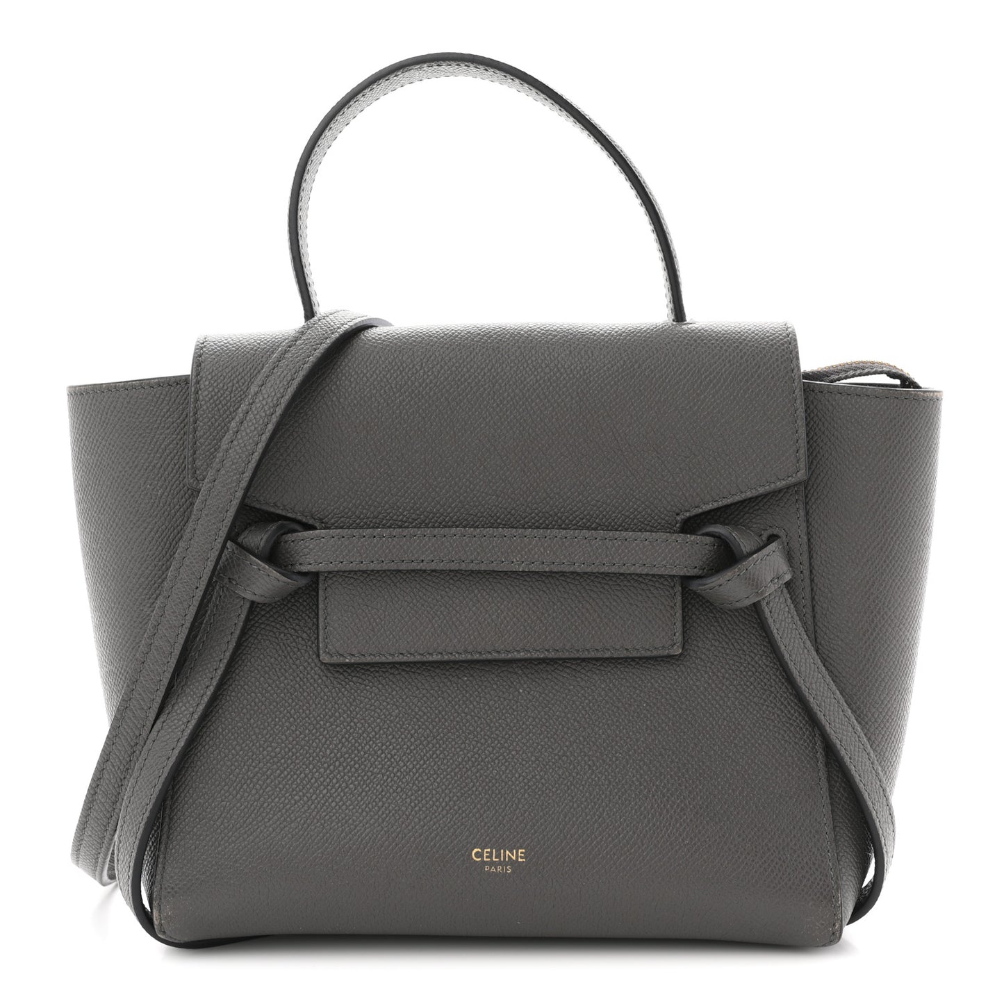 Grained Calfskin Nano Belt Bag Grey