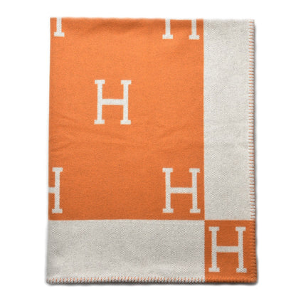 Hermes Wool Cashmere Avalon Blanket Ecru Potiron 1 of 4