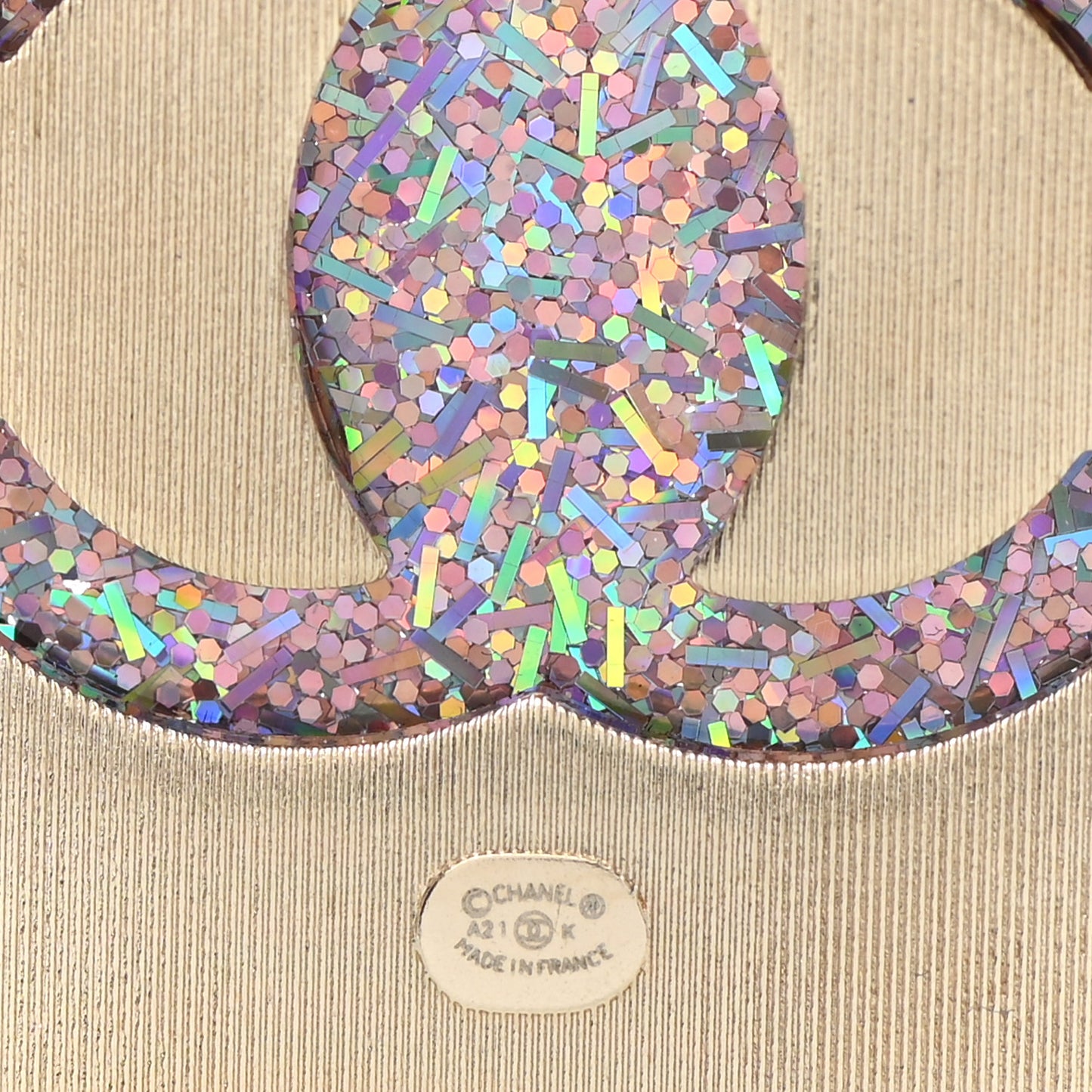 Resin Glitter Enamel Square CC Brooch Pink Gold