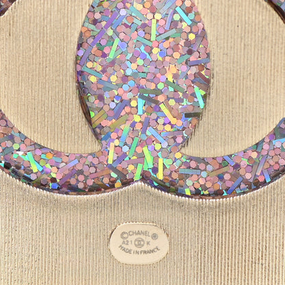 Chanel Resin Glitter Enamel Square CC Brooch Pink Gold 9 of 10