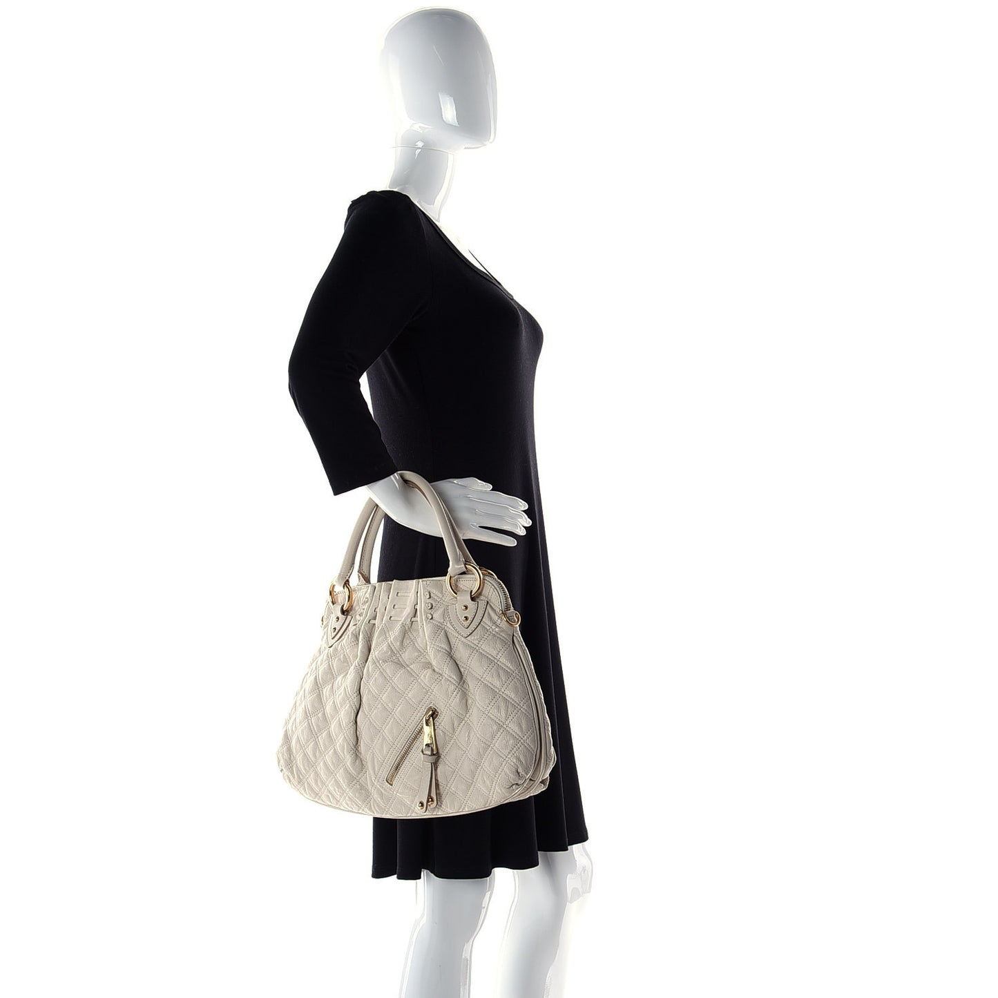 Lambskin Quilted Small Cecilia Cream
