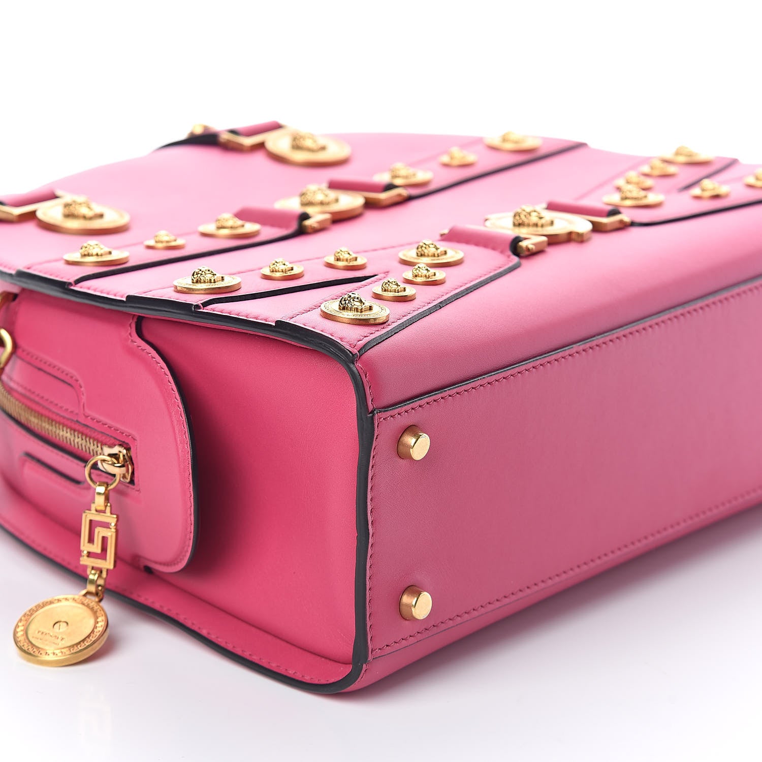 Versace Calfskin Medallion Tribute Bowling Bag Pink 9 of 9