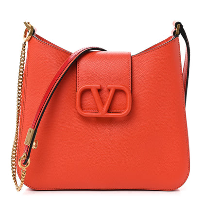 Valentino Garavani Grainy Calfskin VSling Hobo Bag Orange Red 1 of 8