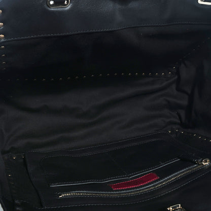 Valentino Garavani Vitello Medium Rockstud Tote Black 5 of 7