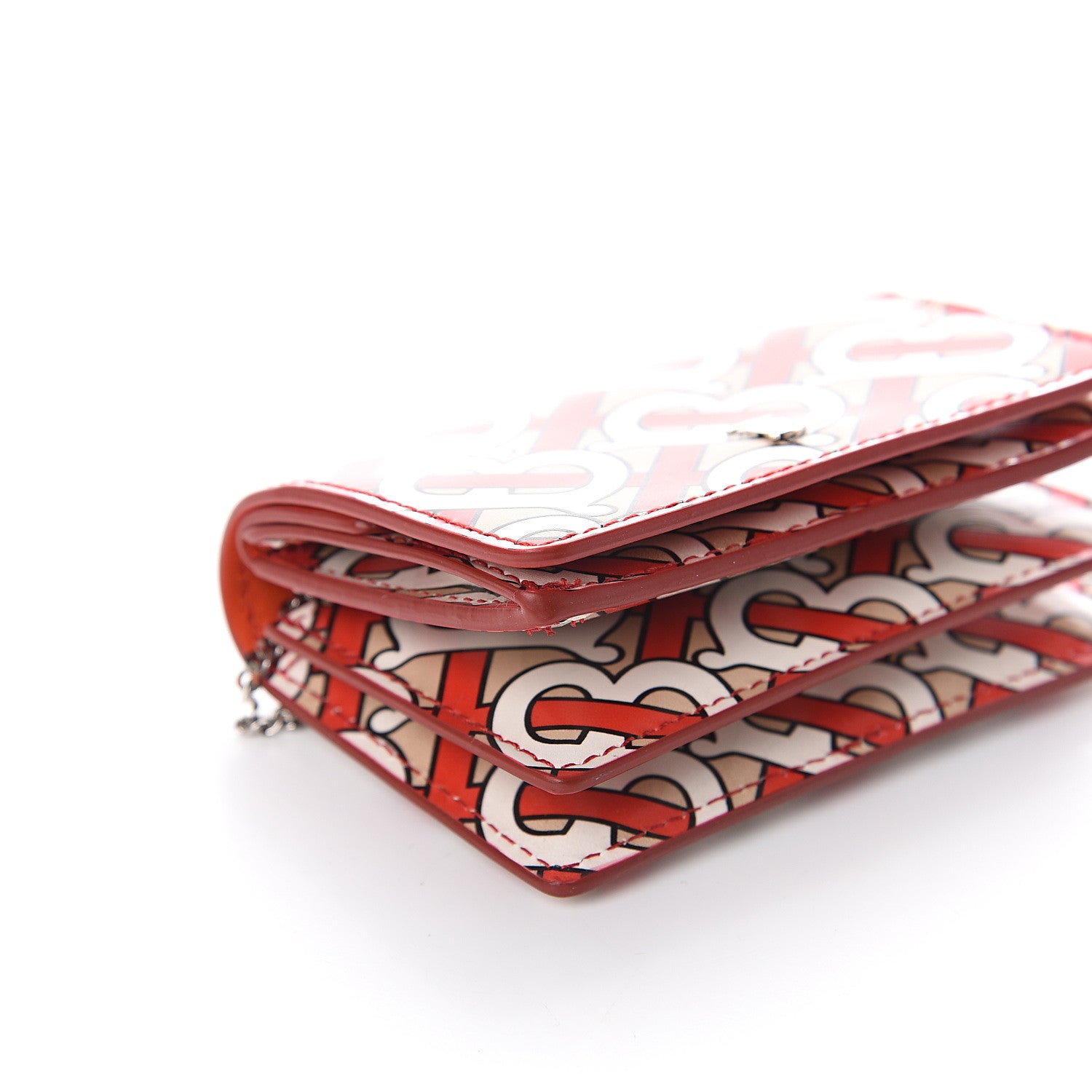 Burberry Calfskin Monogram Jessie Chain Card Case Vermillion 6 of 7