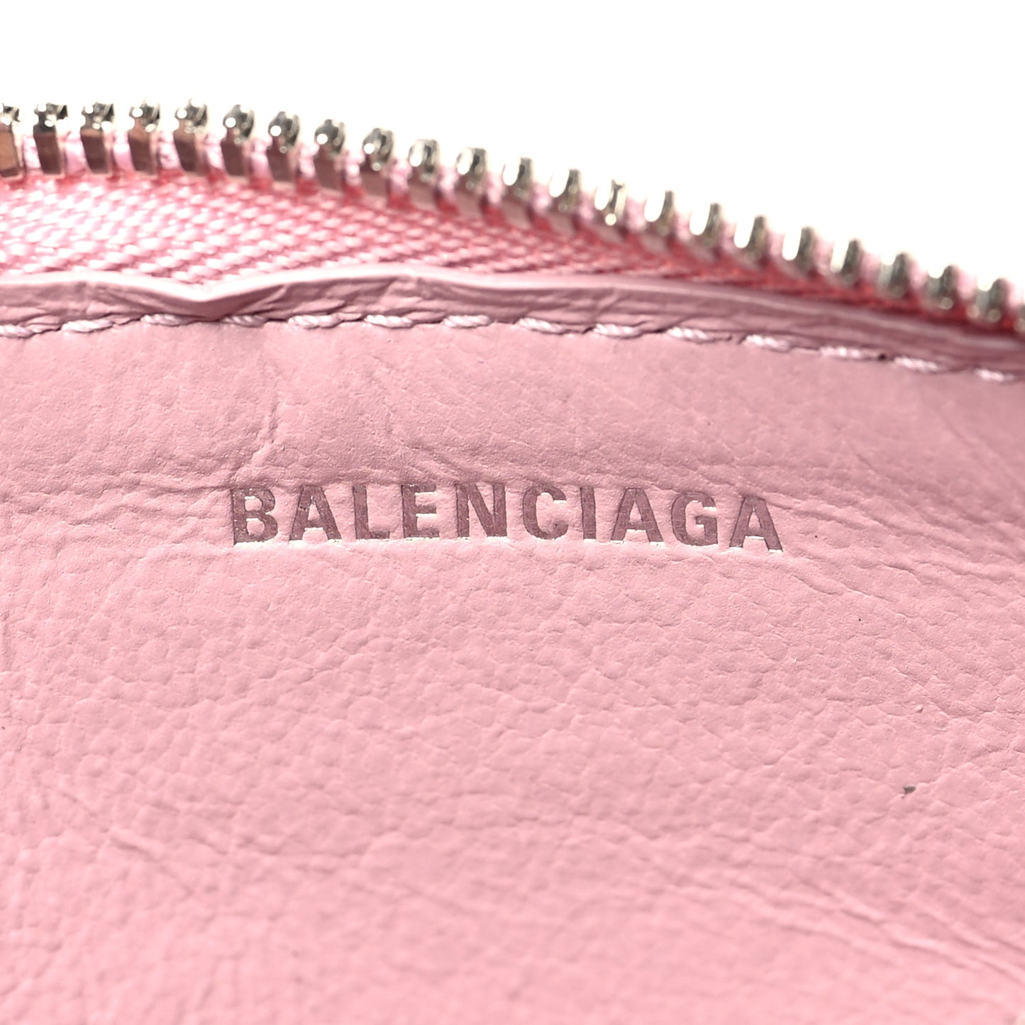 Grained Calfskin Logo Large Cash Long Coin Card Holder Powder Pink White