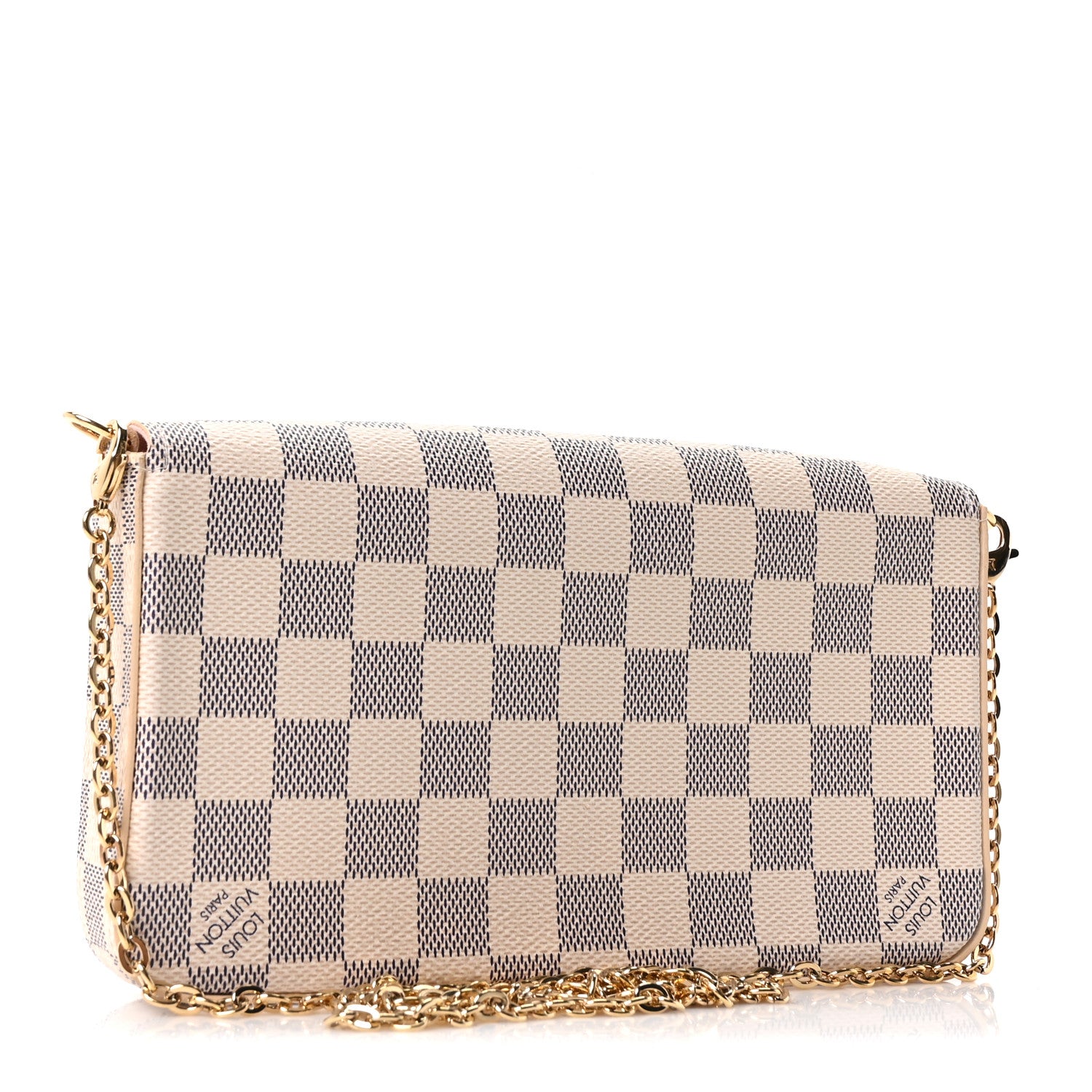 Louis Vuitton Damier Azur Pochette Felicie Chain Wallet Rose Ballerine 4 of 14