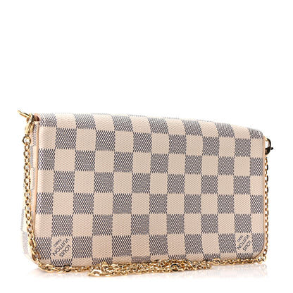Louis Vuitton Damier Azur Pochette Felicie Chain Wallet Rose Ballerine 4 of 14