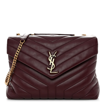 Saint Laurent Calfskin Y Quilted Monogram Medium Loulou Chain Satchel Rouge Legion 1 of 11