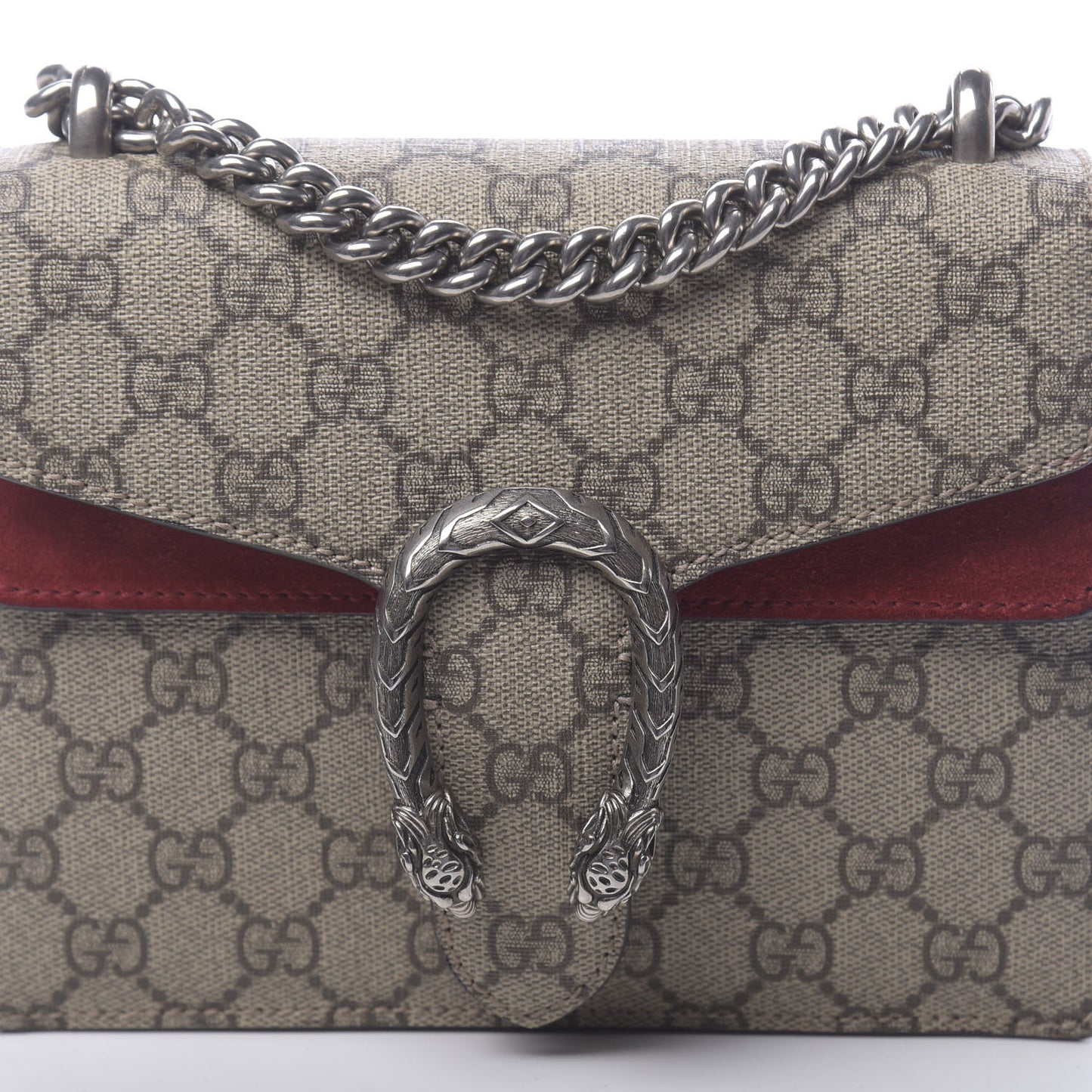 GG Supreme Monogram Mini Dionysus Shoulder Bag Hibiscus Red