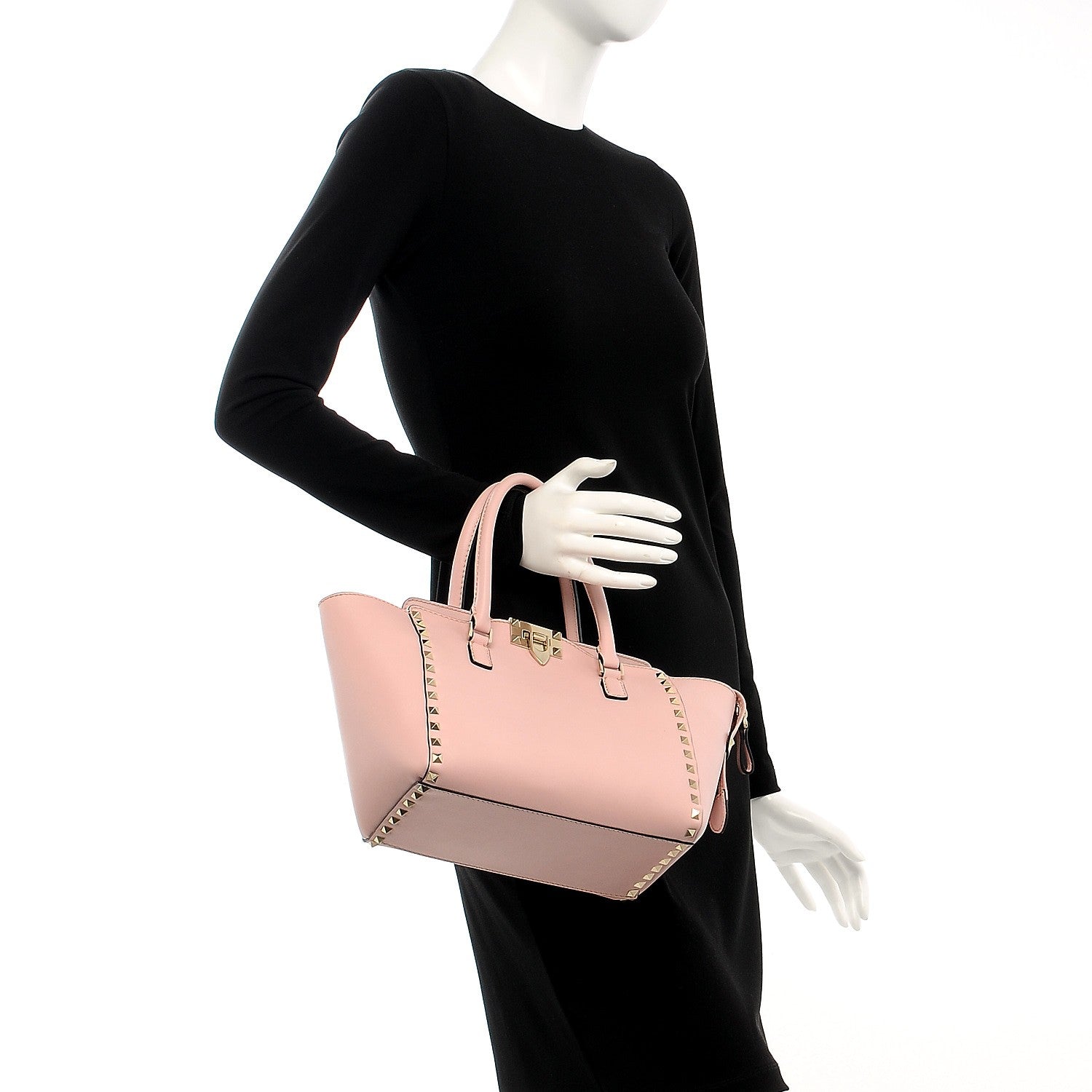 Valentino Garavani Vitello Small Rockstud Double Handle Tote Rose 3 of 8