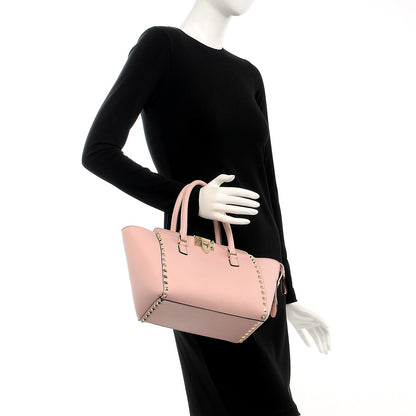 Valentino Garavani Vitello Small Rockstud Double Handle Tote Rose 3 of 8