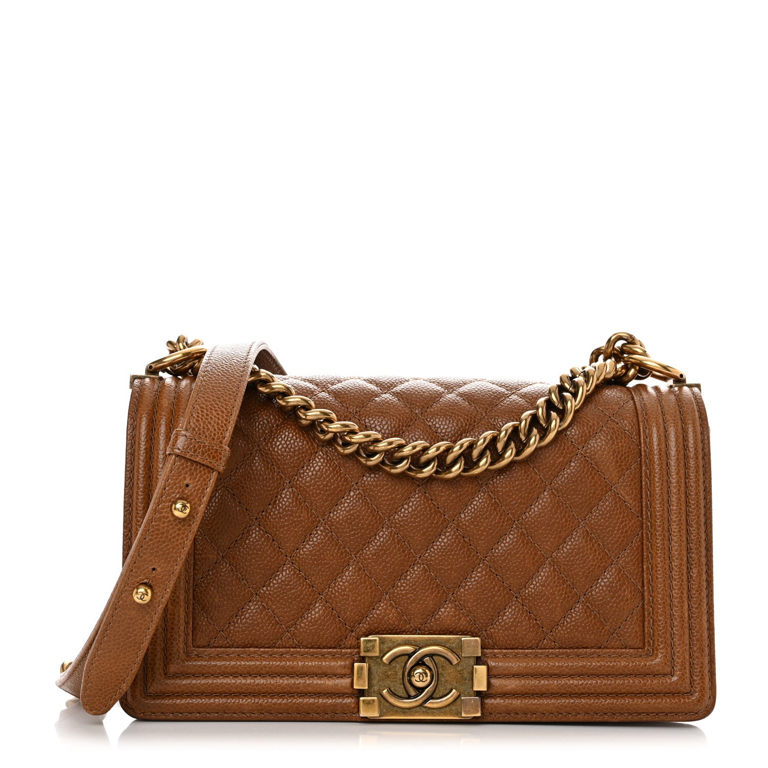 Chanel Caviar Quilted Medium Boy Flap Light Brown 1 of 10