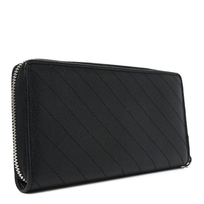 Gucci Sakai Be Green Calfskin Diagonal Stitched Blondie Zip Around Wallet Black 3 of 7
