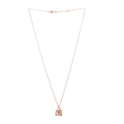 Hermes 18K Rose Gold Diamond Birkin Pendant Necklace 3 of 5