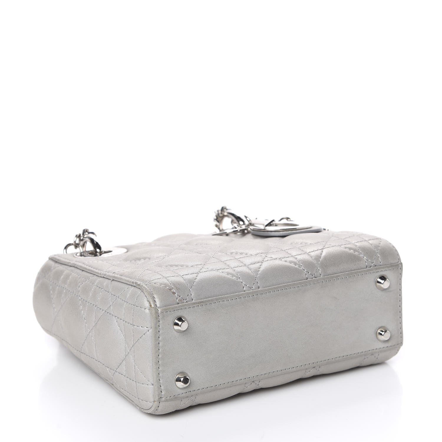Christian Dior Metallic Lambskin Cannage Mini Lady Dior Grey 3 of 12